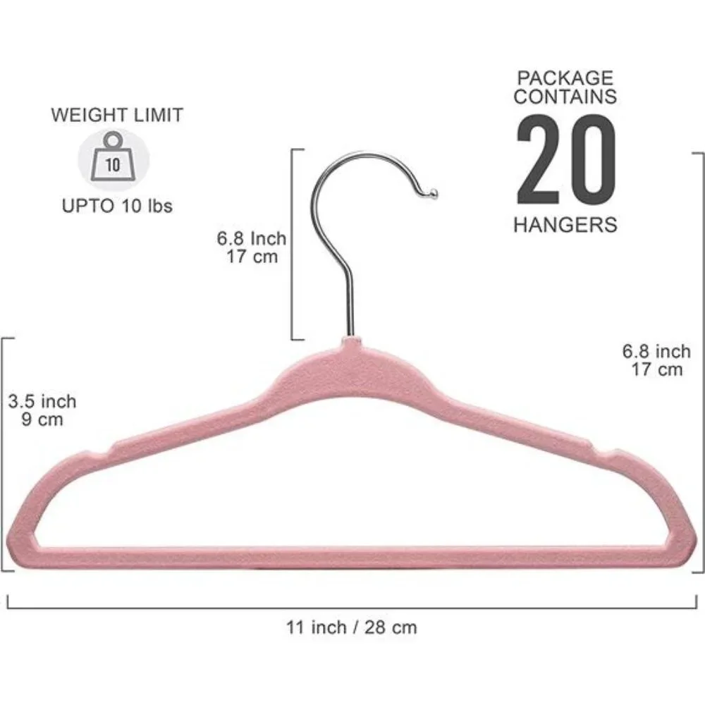 Pack of 20 Baby Hangers for Closet Velvet Pink